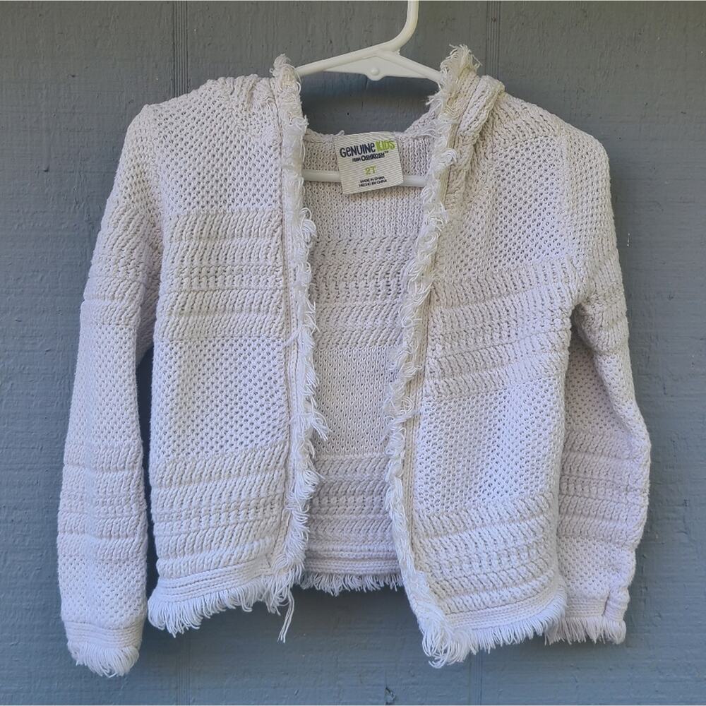 OshKosh B'gosh White Knit Sweater Jacket Fringe 2T